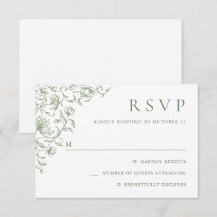Cartão RSVP Casamento Floral de Elegância Vitoriana Ornata em 