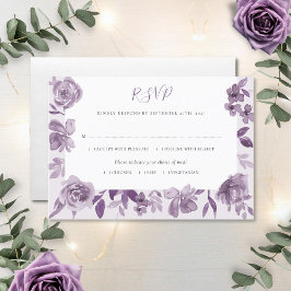 Cartão RSVP Casamento Floral de Elegante Dusty Mauve Watercolo