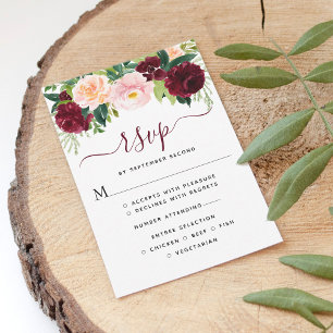 Cartão RSVP Casamento Floral de Elegante e Blush