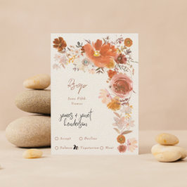 Cartão RSVP Casamento Floral de Fécula Terracotta
