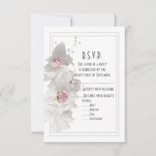 Cartão RSVP Casamento floral de flor branca