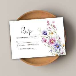 Cartão RSVP Casamento Floral de Flor Elegante Russo Moderno