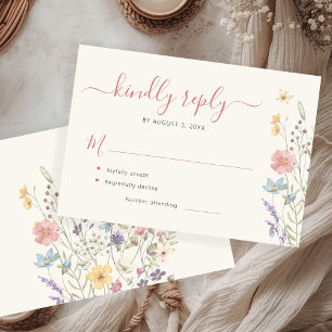 Cartão RSVP Casamento floral de flores selvagens legantes