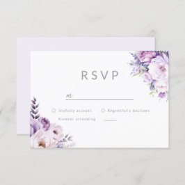 Cartão RSVP Casamento Floral de Hazard Lavanda Roxa
