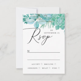 Cartão RSVP Casamento floral de horta de água elegante