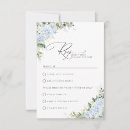 Cartão RSVP Casamento Floral de Hortênsia Azul Com Opção de Re