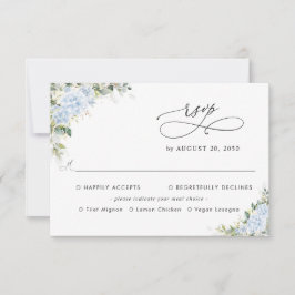 Cartão RSVP Casamento Floral de Hortênsia Azul Com Opção de Re