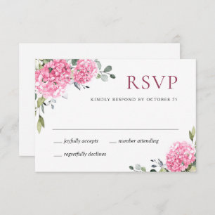 Cartão RSVP Casamento Floral de Hydrangea, Cor de Água Elegant