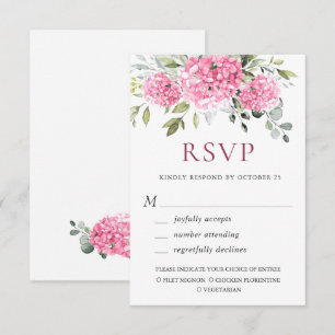Cartão RSVP Casamento Floral de Hydrangea, Cor de Água Elegant