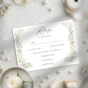 Cartão RSVP Casamento Floral de Jardim com Aquarela de Flores