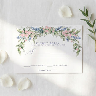 Cartão RSVP Casamento Floral de Jardim Responda por Gentileza