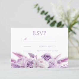 Cartão RSVP Casamento Floral de Lavanda Roxo do Designer