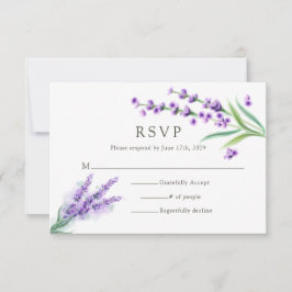Cartão RSVP Casamento Floral de Lavanda Roxo Elegante