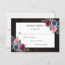 Casamento Floral de Madeira Rosa-Rosa Azul Marinho