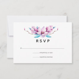 Cartão RSVP Casamento Floral de Magnólia