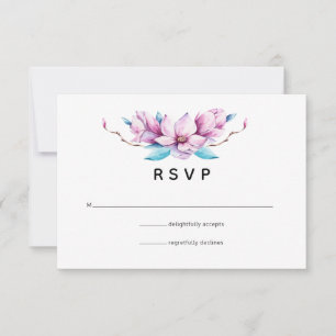 Cartão RSVP Casamento Floral de Magnólia