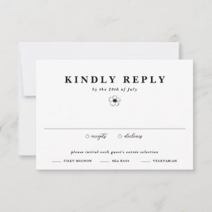 Cartão RSVP Casamento Floral de Marfim com Flor de Anêmona Pre