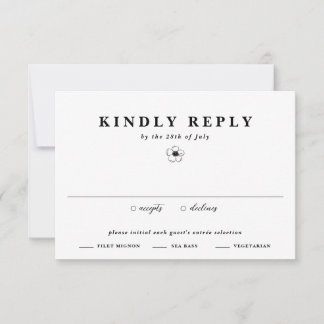 Cartão RSVP Casamento Floral de Marfim com Flor de Anêmona Pre