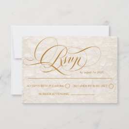 Cartão RSVP Casamento Floral de Marfim Old Money