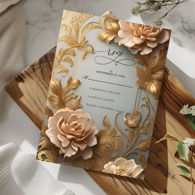 Cartão RSVP Casamento floral de Motif inspirado na Luxurious V (Criador carregado)