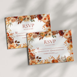 Cartão RSVP Casamento Floral de Outono Elegante Rústico