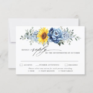 Cartão RSVP Casamento Floral de Pera Azul Chorrasco