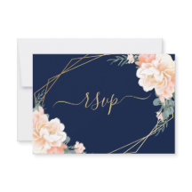 Casamento Floral de Pêssego Azul-Blush Azul-Marinh