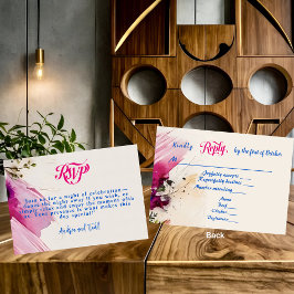 Cartão RSVP Casamento floral de pincel-velho