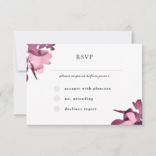 Cartão RSVP Casamento Floral de Plum de Aquarela Romântica
