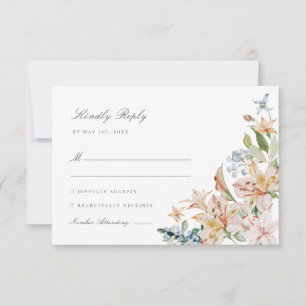 Cartão RSVP Casamento Floral de Primavera em Aquarela Moderna 