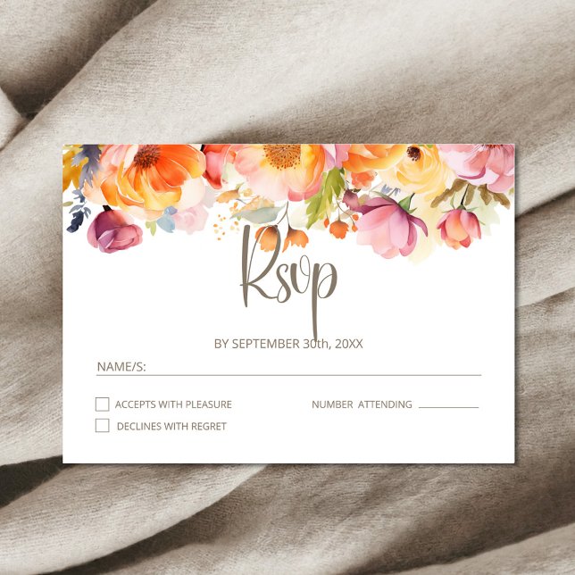 Cartão RSVP Casamento Floral de Primavera Vibrante (Criador carregado)
