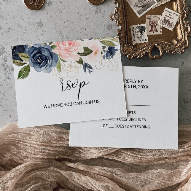 Cartão RSVP Casamento Floral de Queda Exquisita (Criador carregado)