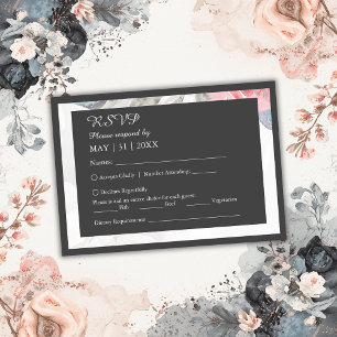 Cartão RSVP casamento floral de rosa de flor silvestre