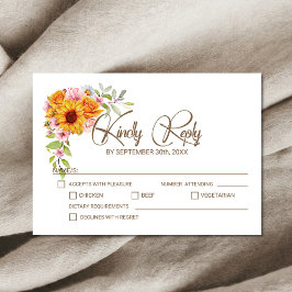 Cartão RSVP Casamento Floral de Rosa de Sunflower