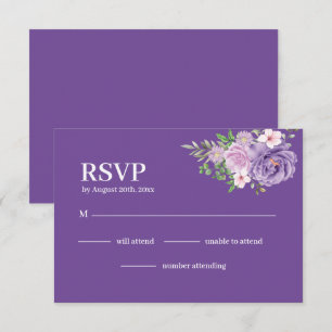 Cartão RSVP Casamento Floral de Rosa Dusty Blooms Roxo