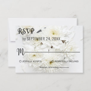 Cartão RSVP Casamento floral de rosas brancas elegantes