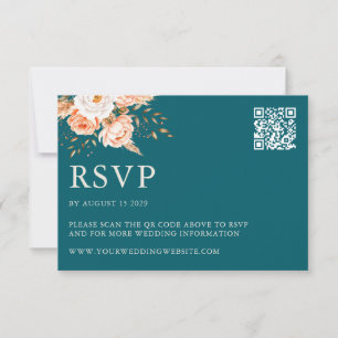 Cartão RSVP Casamento Floral de Teal Boho Chic Fall
