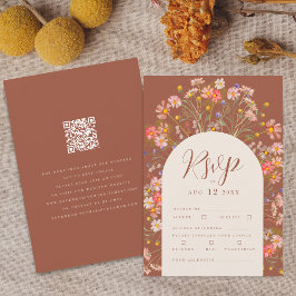 Cartão RSVP Casamento Floral de Terracotta Boho Rustic Wildflo