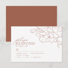 Cartão RSVP Casamento floral de terracotta desenhado pela mão 
