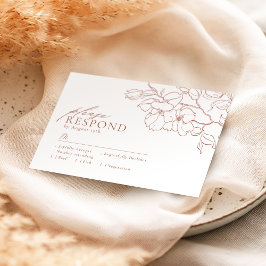 Cartão RSVP Casamento floral de terracotta desenhado pela mão 