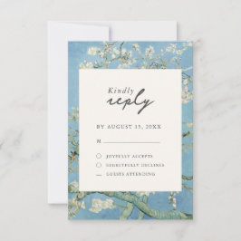 Cartão RSVP Casamento Floral de Vincent Van Gogh Almond Blosso