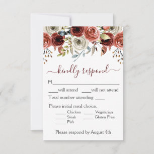 Cartão RSVP Casamento Floral de Watercolor