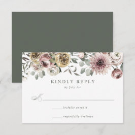 Cartão RSVP Casamento Floral Delicado de Inverno