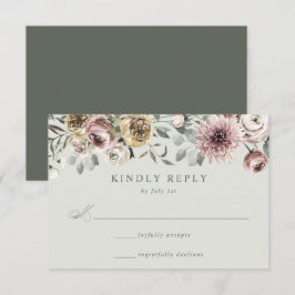 Cartão RSVP Casamento Floral Delicado de Inverno