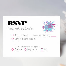 Cartão RSVP Casamento Floral do Arco-Íris Vibrante