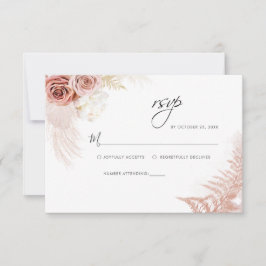 Cartão RSVP Casamento Floral do Deserto de Terracotta Pampas G