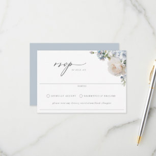 Cartão RSVP Casamento Floral do Jardim Azul Dusty