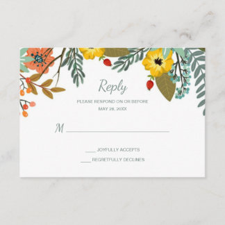 Cartão RSVP Casamento Floral do Jardim das Famílias Misturadas