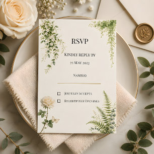 Cartão RSVP Casamento Floral do Jardim Secreto de Luxo