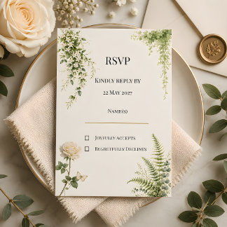 Cartão RSVP Casamento Floral do Jardim Secreto de Luxo